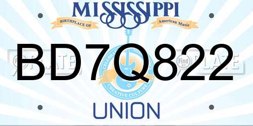 BD7Q822 Mississippi License Plate