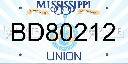 BD80212 Mississippi License Plate