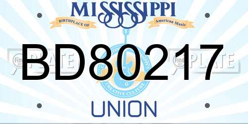 BD80217 Mississippi License Plate