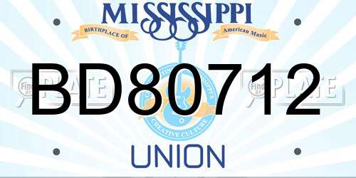 BD80712 Mississippi License Plate
