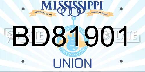 BD81901 Mississippi License Plate