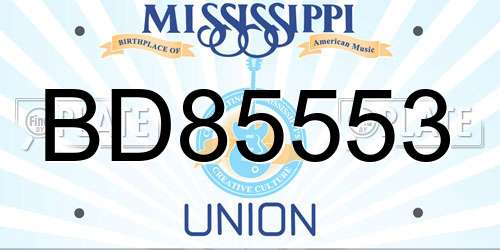 BD85553 Mississippi License Plate