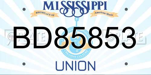 BD85853 Mississippi License Plate