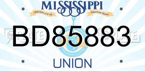 BD85883 Mississippi License Plate
