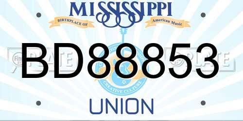 BD88853 Mississippi License Plate