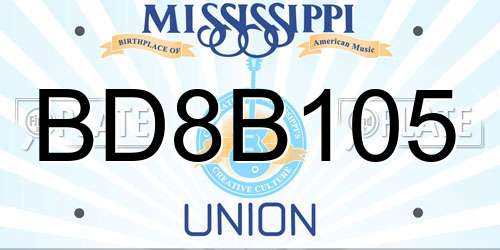 BD8B105 Mississippi License Plate