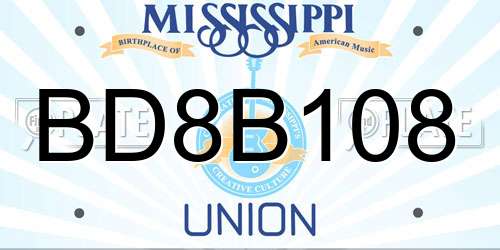BD8B108 Mississippi License Plate