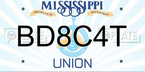 BD8C4T Mississippi License Plate