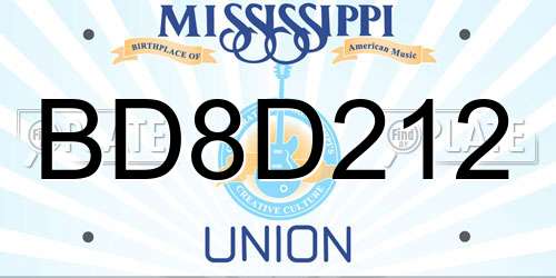 BD8D212 Mississippi License Plate