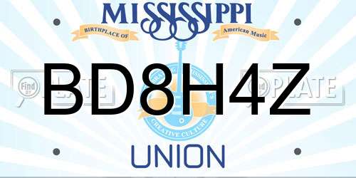 BD8H4Z Mississippi License Plate