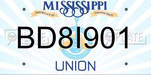 BD8I901 Mississippi License Plate