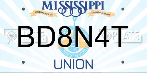 BD8N4T Mississippi License Plate