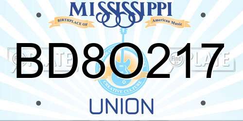 BD8O217 Mississippi License Plate