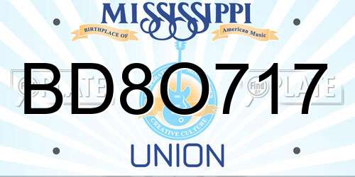BD8O717 Mississippi License Plate