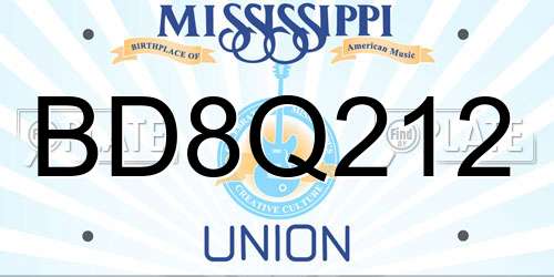 BD8Q212 Mississippi License Plate