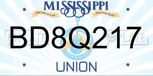 BD8Q217 Mississippi License Plate