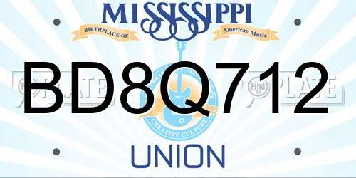 BD8Q712 Mississippi License Plate