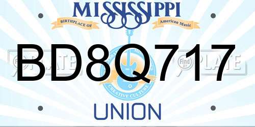 BD8Q717 Mississippi License Plate