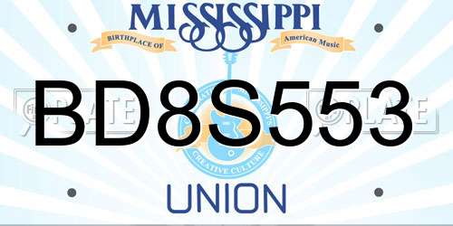 BD8S553 Mississippi License Plate