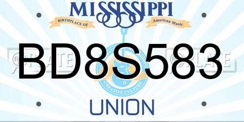 BD8S583 Mississippi License Plate