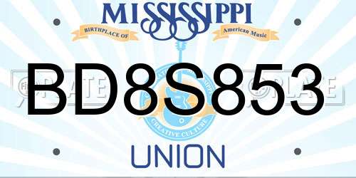 BD8S853 Mississippi License Plate