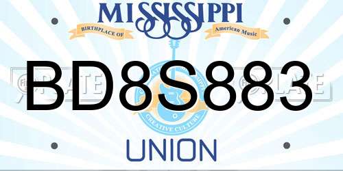 BD8S883 Mississippi License Plate