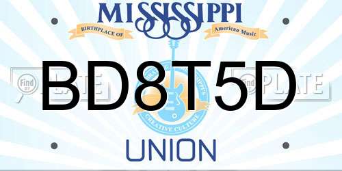 BD8T5D Mississippi License Plate