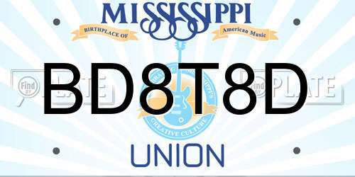 BD8T8D Mississippi License Plate