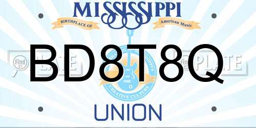 BD8T8Q Mississippi License Plate