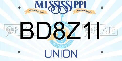 BD8Z1I Mississippi License Plate