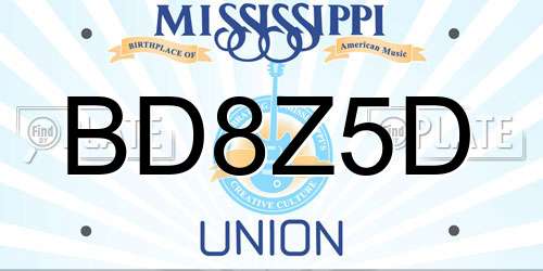 BD8Z5D Mississippi License Plate