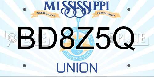 BD8Z5Q Mississippi License Plate