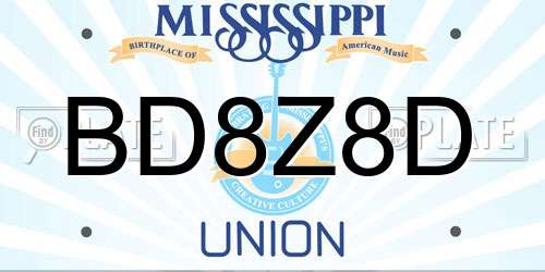 BD8Z8D Mississippi License Plate