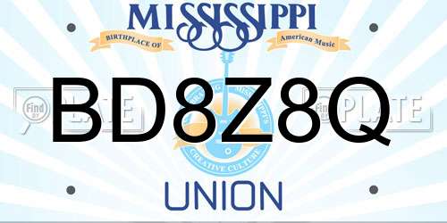 BD8Z8Q Mississippi License Plate