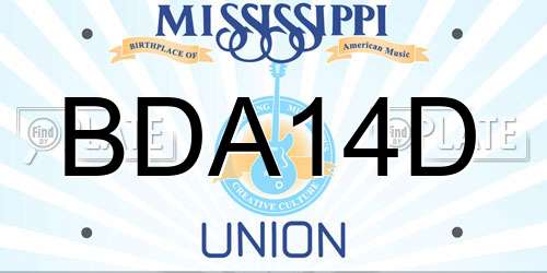 BDA14D Mississippi License Plate