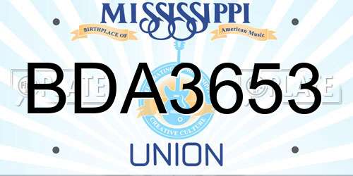 BDA3653 Mississippi License Plate