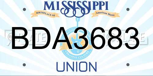 BDA3683 Mississippi License Plate
