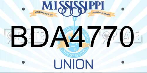 BDA4770 Mississippi License Plate