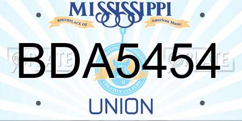BDA5454 Mississippi License Plate