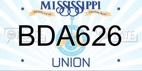 BDA626 Mississippi License Plate