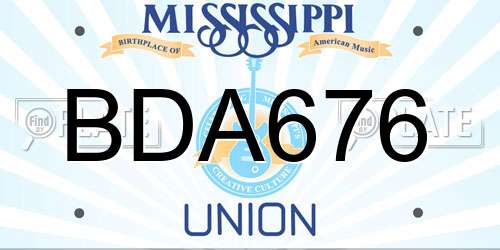 BDA676 Mississippi License Plate