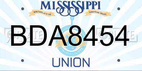 BDA8454 Mississippi License Plate