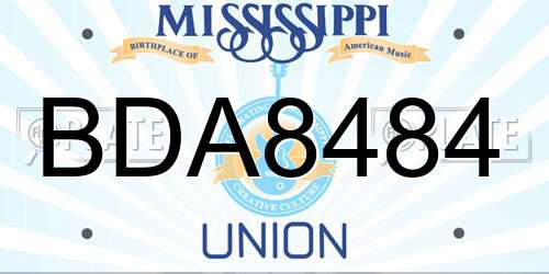 BDA8484 Mississippi License Plate