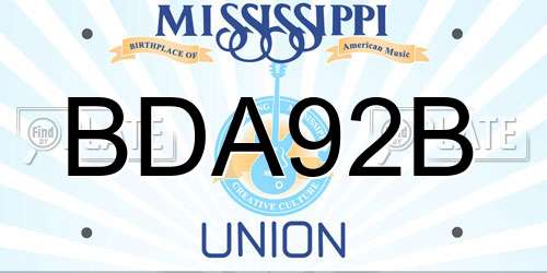 BDA92B Mississippi License Plate