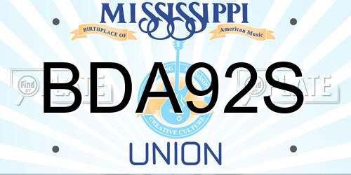 BDA92S Mississippi License Plate