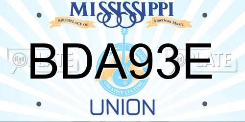 BDA93E Mississippi License Plate