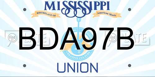 BDA97B Mississippi License Plate