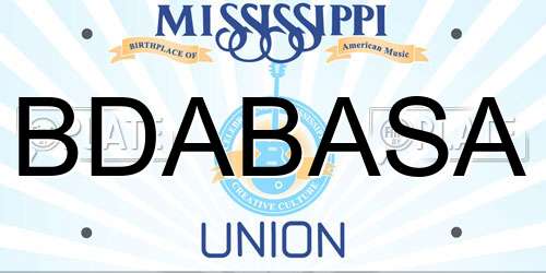 BDABASA Mississippi License Plate
