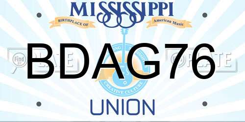 BDAG76 Mississippi License Plate