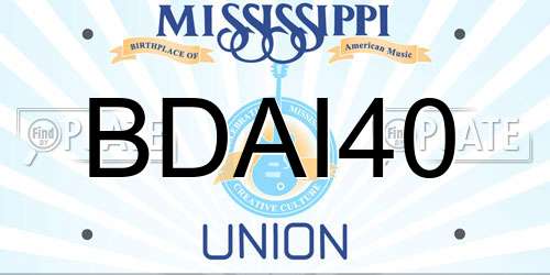 BDAI40 Mississippi License Plate